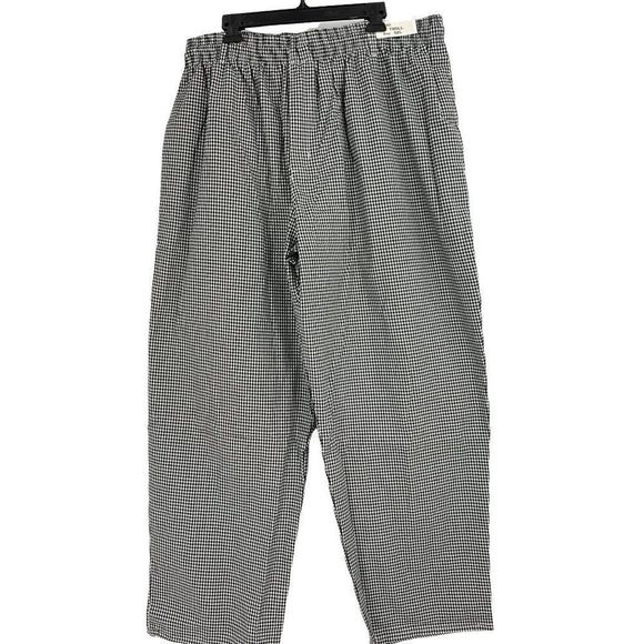 Mens New Chef Pants Black Check 5XL Pull On Elastic Waist NWT 1571 Uniform - Picture 1 of 10